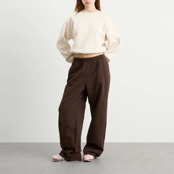 SKIMS Boyfriend Baggy Fleece Sweatpants Womens Brown Sz L Oversized Heavyweight